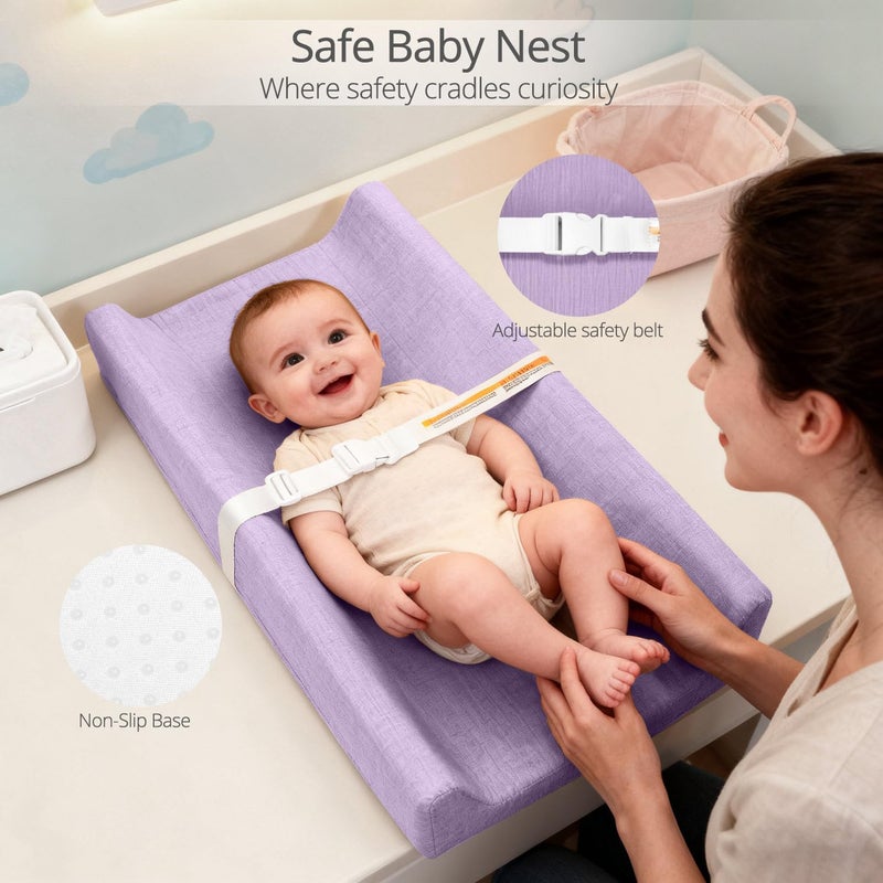 JVEOO Muslin Baby Changing Pad, 2 Pack Muslin Soft Cotton Covers & Waterproof Lining Foam Diaper Changing Table Pad 32" x 16.6" Mat for Dressers - Image 3